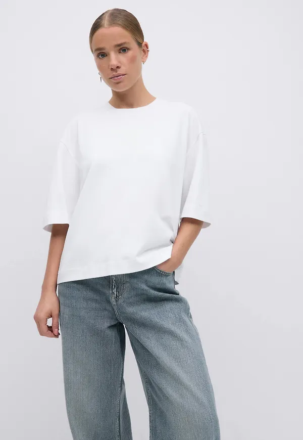 Gina Tricot - Basic boxy tee - t-shirts - Vit - XXS - Dam