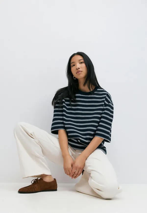 Gina Tricot - Basic boxy tee - t-shirts - Blå - XXS - Dam