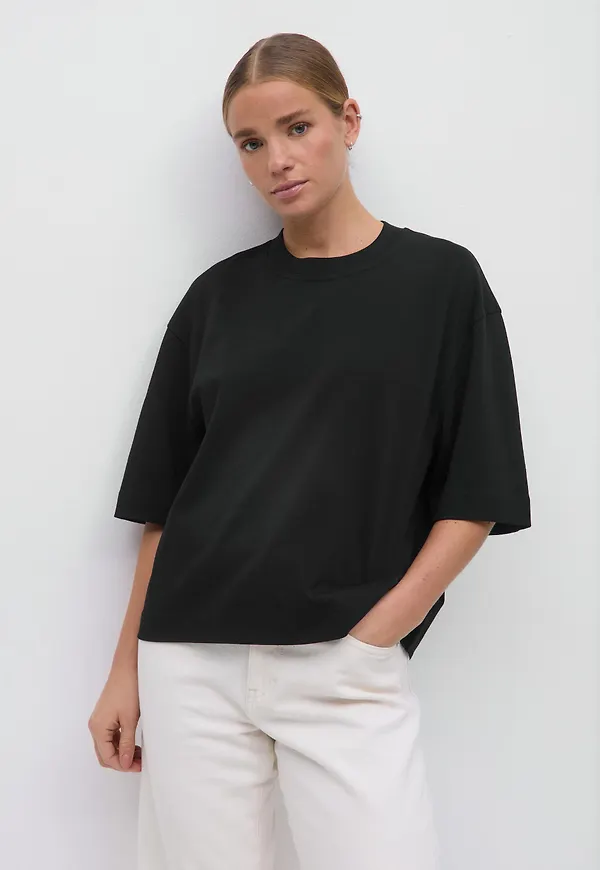 Gina Tricot - Basic boxy tee - t-shirts - Svart - XXS - Dam