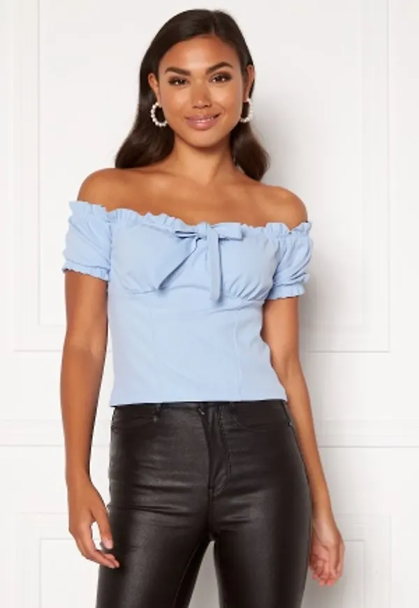 BUBBLEROOM Jenna off shoulder top Dusty blue XS
