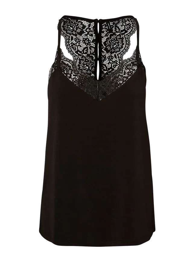 Vero Moda - Topp vmAna S/L Lace Top - Svart