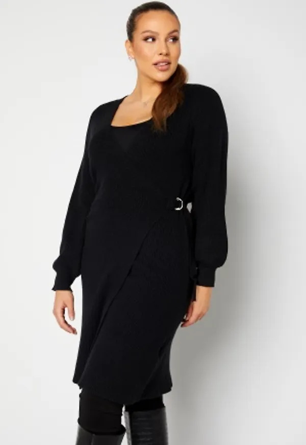 Vero Moda Curve Briahermosa LS Wrap Dress Black 46/48