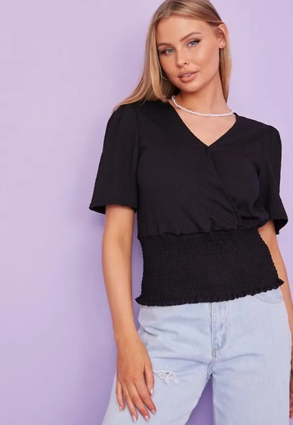 Jacqueline de Yong Jdyinna 2/4 Wrap Top Jrs Vardagsblusar Black