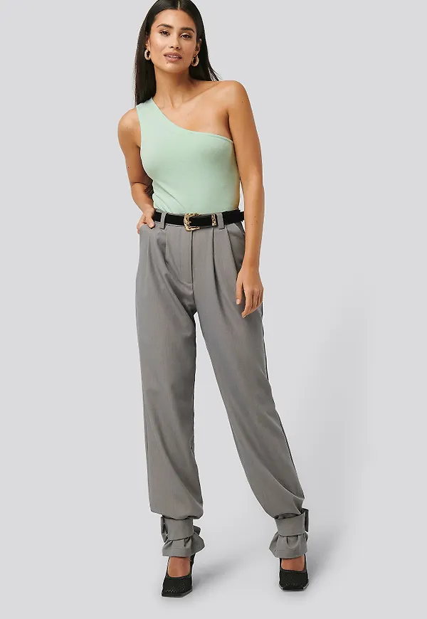 NA-KD Trend Closure Suit Pants - Grey