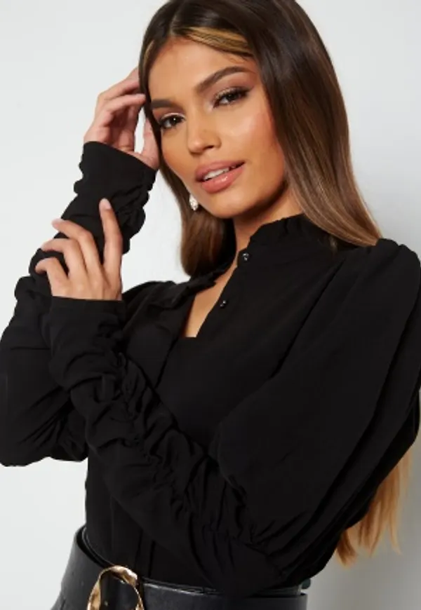 ONLY Cute L/S Rouching Shirt Black XS