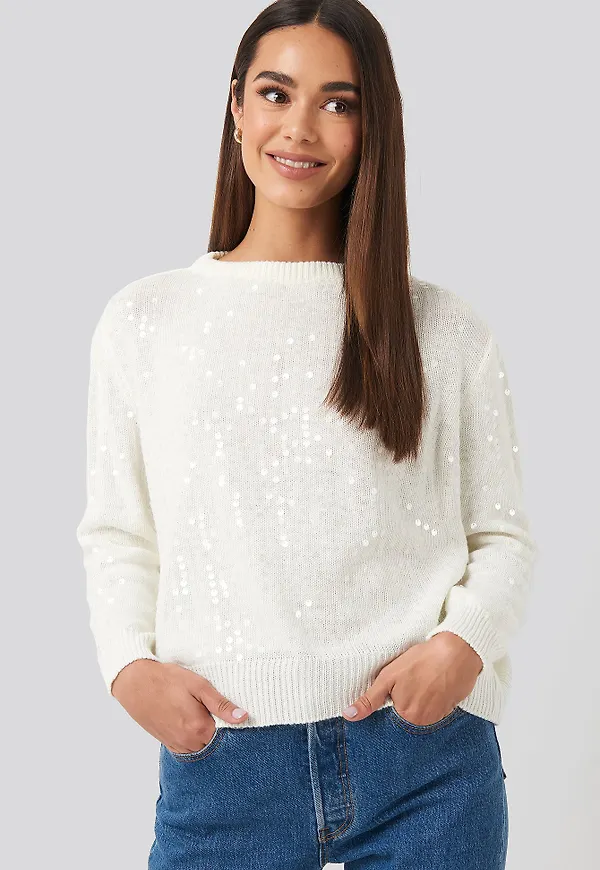 Trendyol Sequin Sweater - White