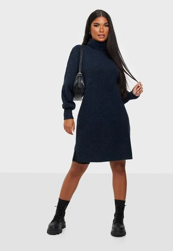 Pieces Pcskyla Ls Roll Neck Wool Knit Dres Långärmade klänningar Sky Captain