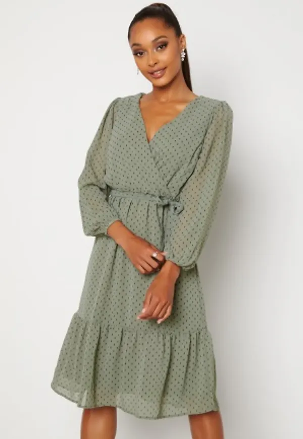 Happy Holly Linn midi Long Sleeve Dress Dusty green 36/38