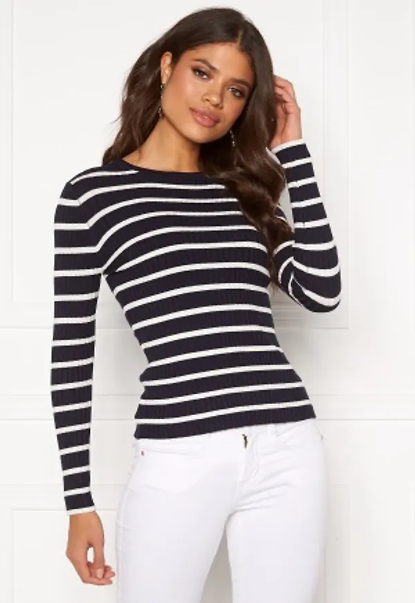 ONLY Natalia Stripe L/S Rib Pullover Night Sky L