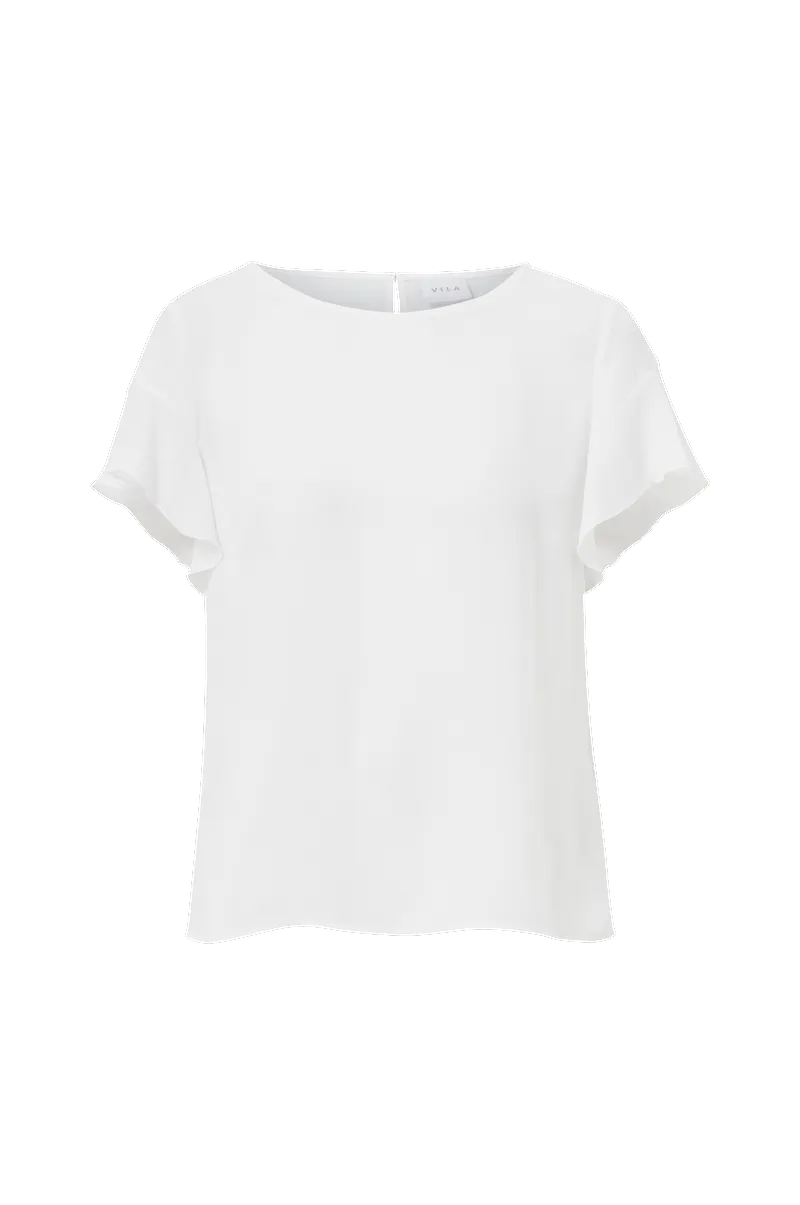 Vila - Topp viLucy S/S Flounce Top - Vit
