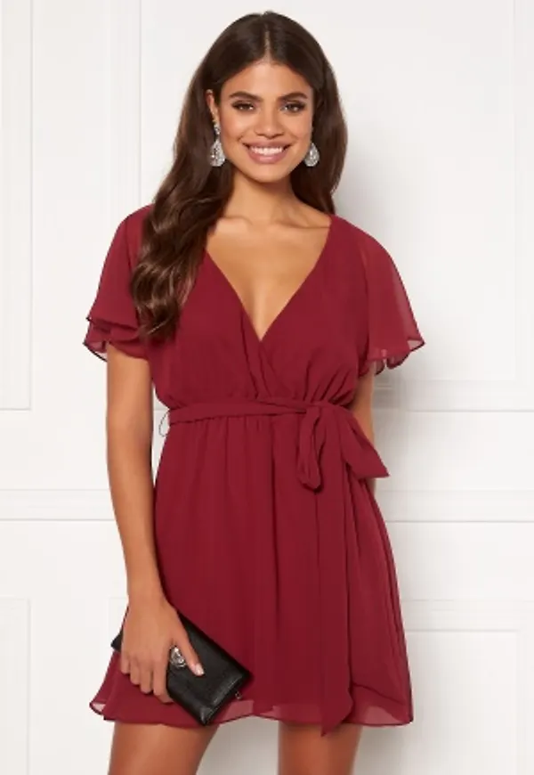 Goddiva Flutter Skater Dress Berry S (UK10)
