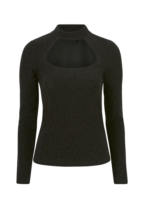 Vero Moda - Topp vmEmmy L/S Choker Glitter Top - Svart