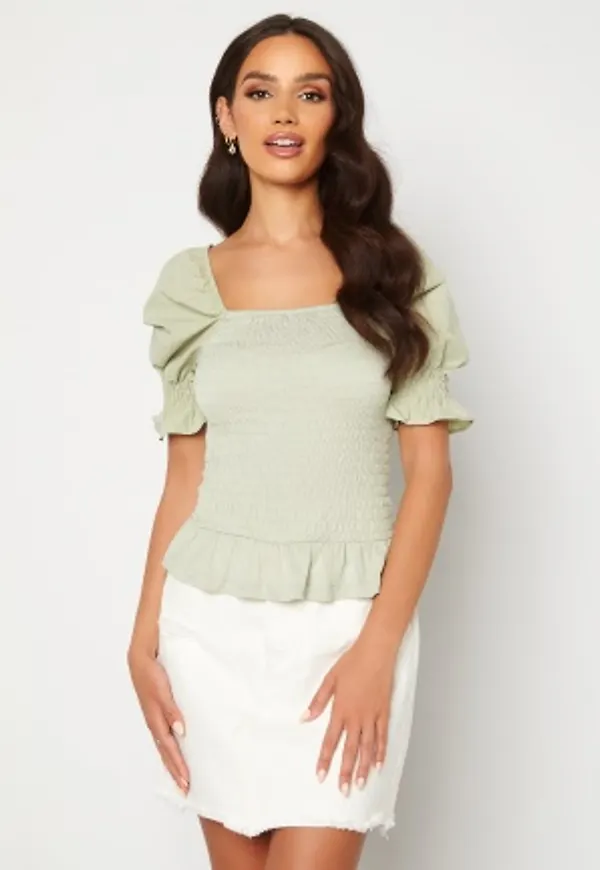 VERO MODA Katy Smock Volume Top Desert Sage S