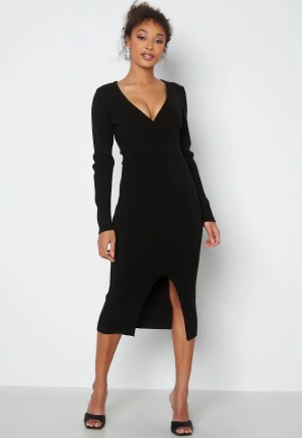 BUBBLEROOM Lima knitted wrap dress Black S