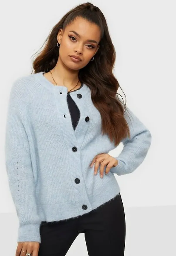 Selected Femme Slflulu Ls Knit Short Cardigan Noos Cardigans Cashmere Blue