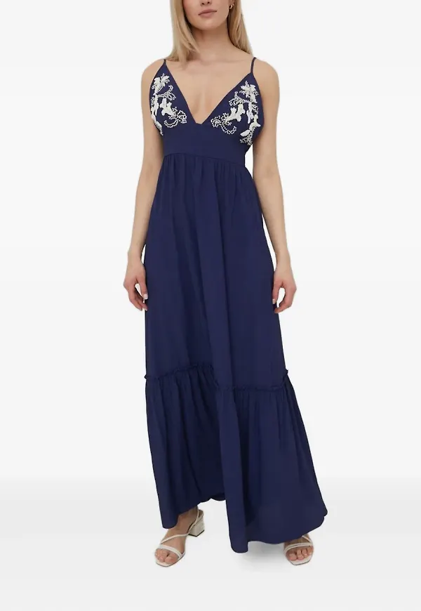 Beatrice B utsmyckad skiktad maxiklänning - Blå