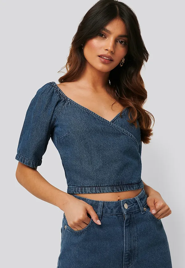 NA-KD Denim-Topp - Blue