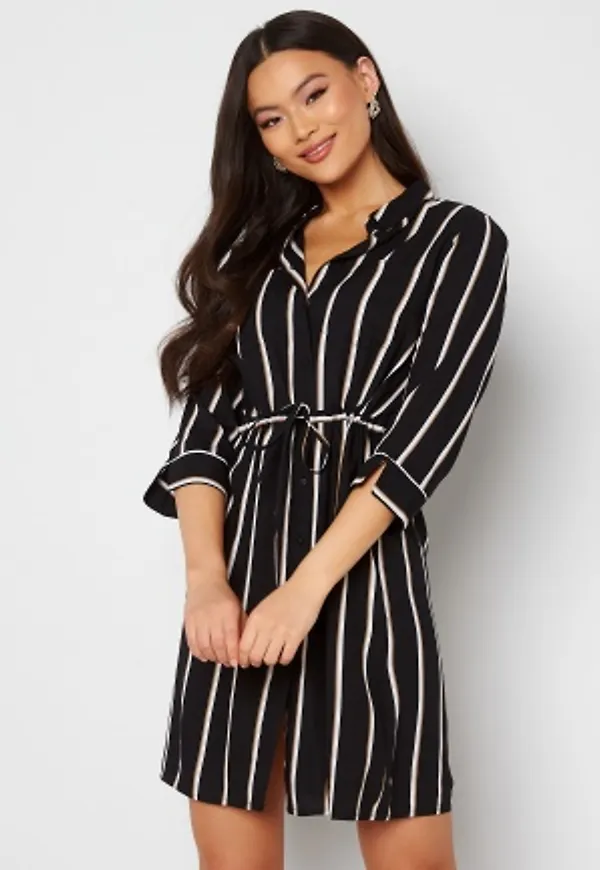 ONLY Tamari 3/4 Shirt Dress Black Stripes:White/ 40