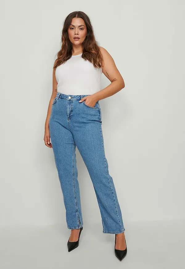 NA-KD Trend Denim med sidoslits - Blue