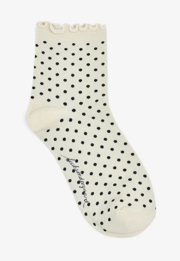 BECKSÖNDERGAARD - Vit - Dotted Frilla Short Sock