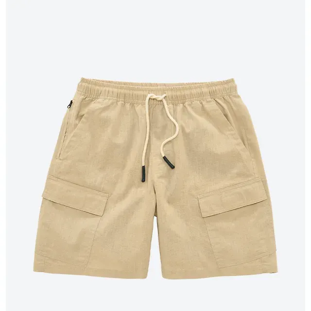Beige Cargo Linen Shorts
