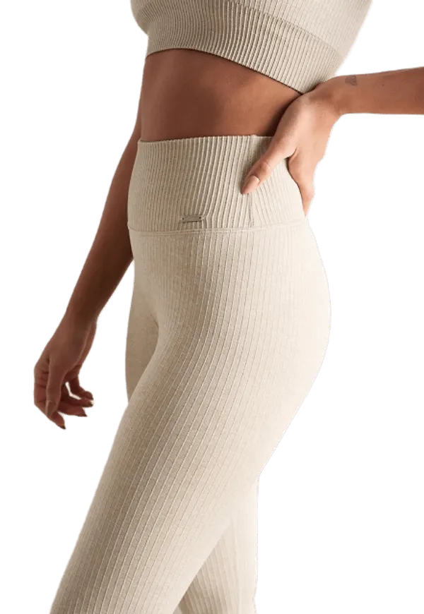 Beige Ribbed Seamless Tights