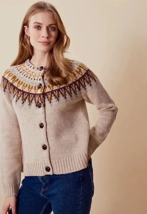 Beige Stickad Cardigan - Joelle Beige