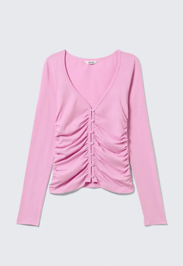 BELLE B RUCHED V-NECK CARDIGAN