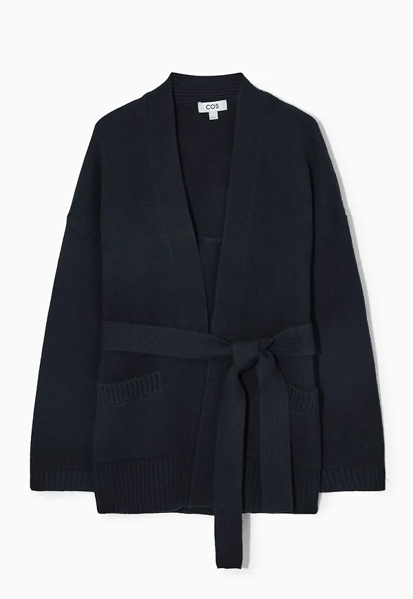 BELTED CASHMERE-BLEND WRAP CARDIGAN