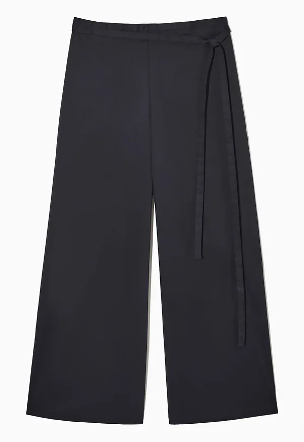 BELTED CROPPED WIDE-LEG TROUSERS