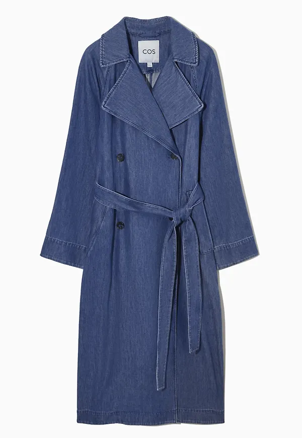 BELTED DENIM TRENCH COAT
