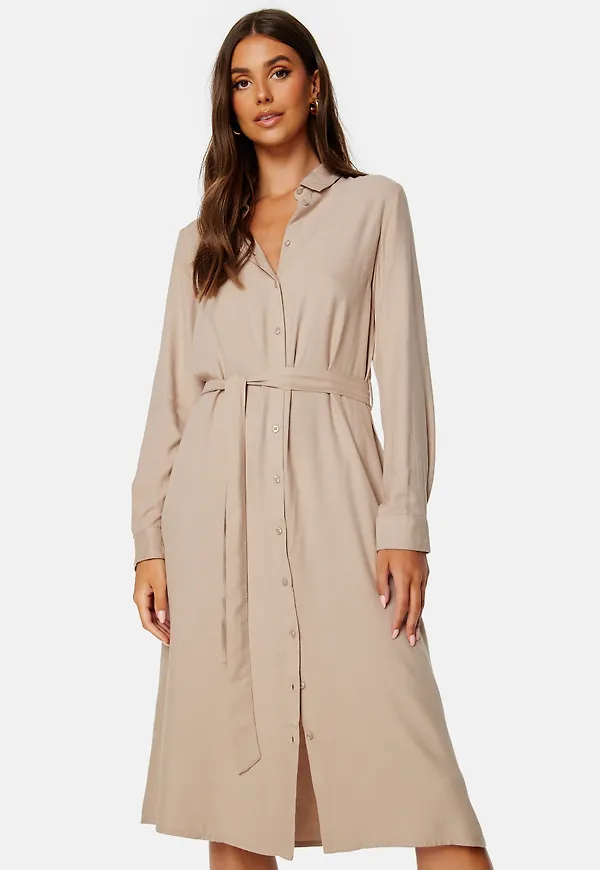 Belted L/S Viscose Shirt Dress