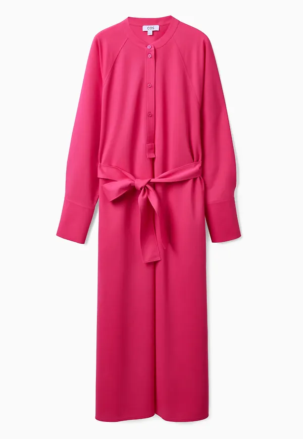 BELTED MIDI SHIRT DRESS