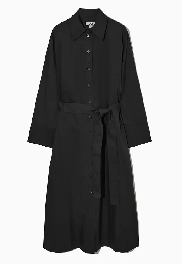 BELTED MIDI SHIRT DRESS