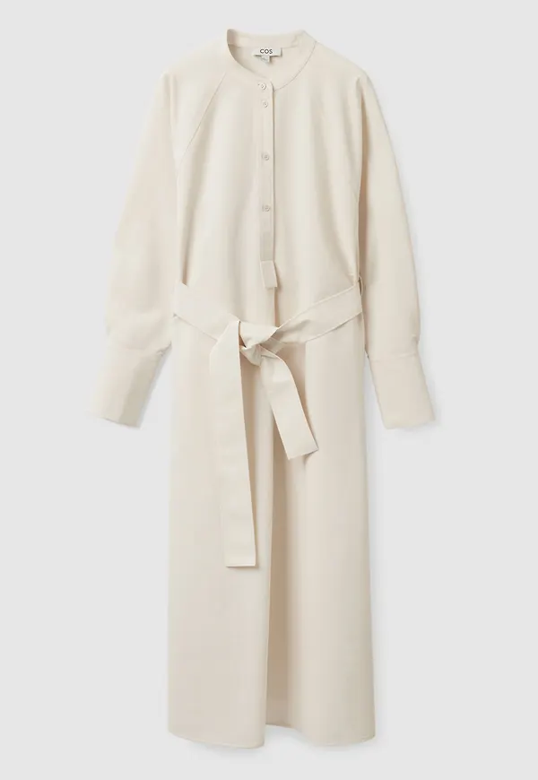 BELTED MIDI SHIRT DRESS