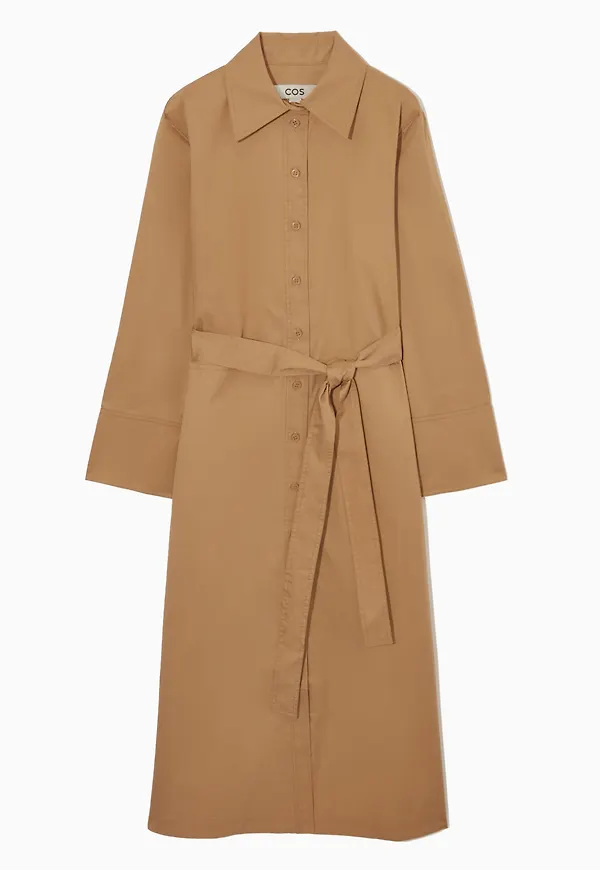 BELTED MIDI SHIRT DRESS