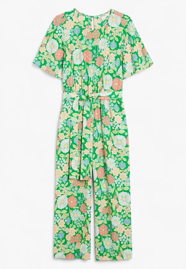 Belted short sleeve jumpsuit - Green