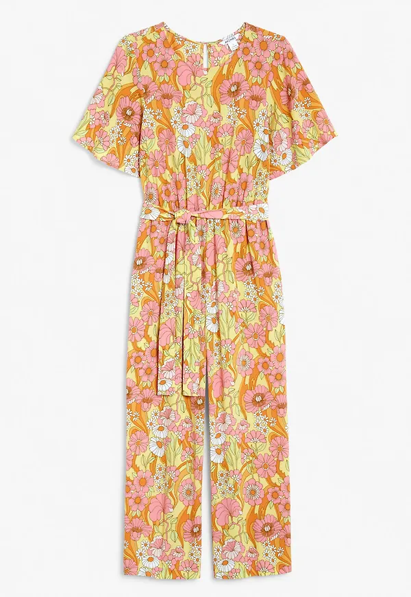 Belted short sleeve jumpsuit - Pink