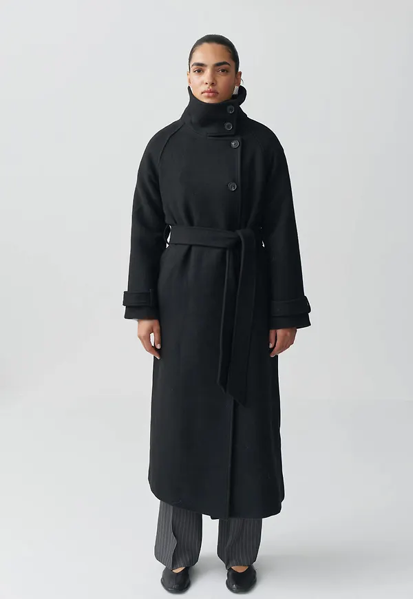 Belted wool blend coat