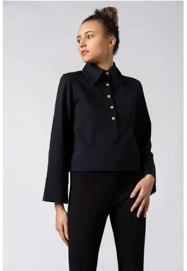 Benoit Button Top - Black