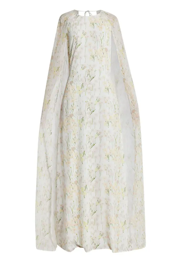 Bernadette blommig capeklänning - Vit – Farfetch