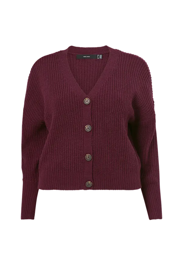 Vero Moda Curve - Cardigan vmLea LS V-neck Cuff Cardigan Curve - Röd