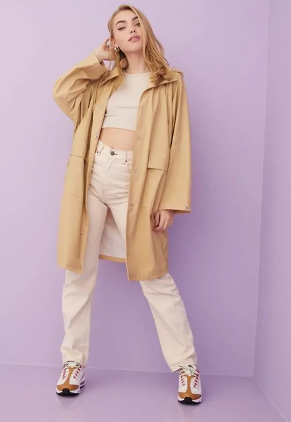 Pieces Pcrainy Oversized Rain Jacket D2D Regnjackor Warm Sand