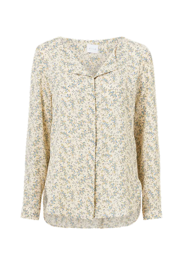 Vila - Blus viLucy L/S Shirt - Beige