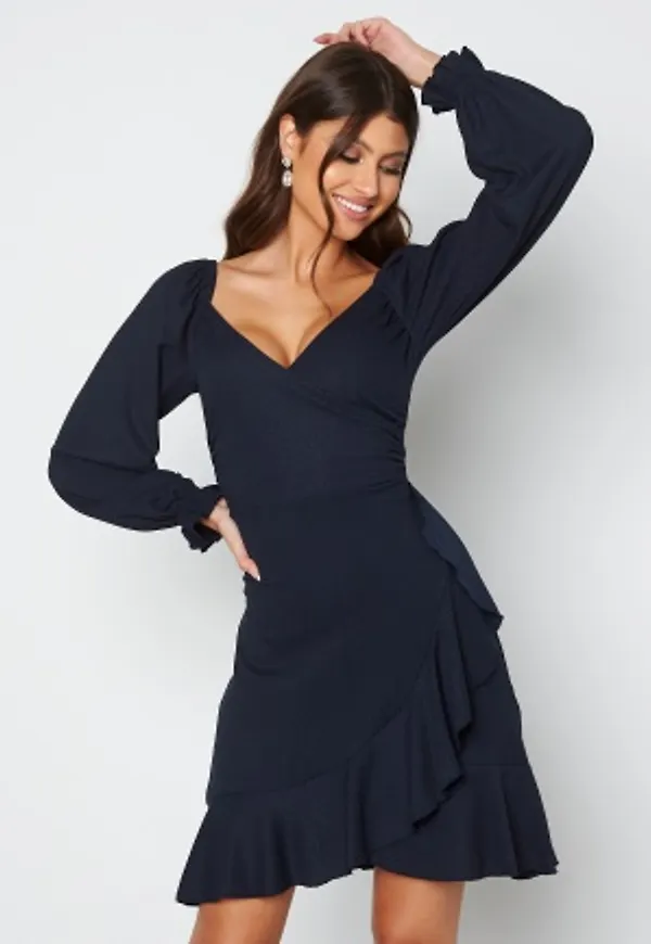 BUBBLEROOM Icelyn frill dress Navy L