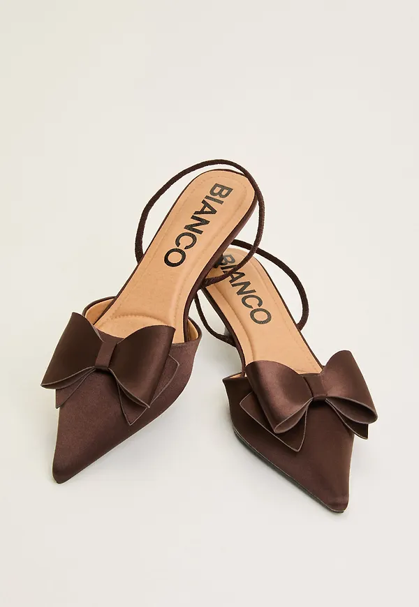 Biakristin Kitten Heel Bow Slingback Satin