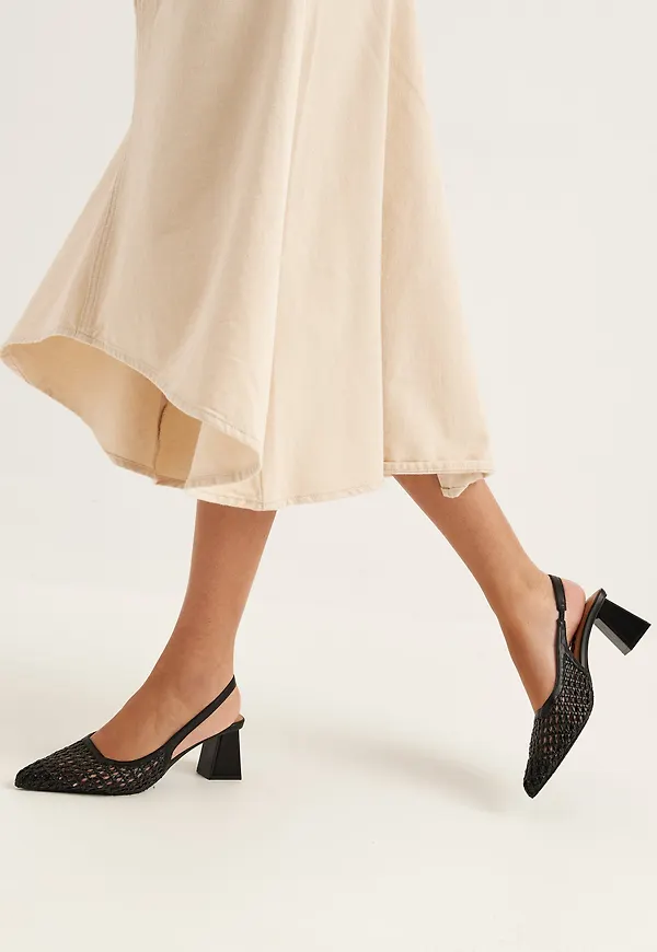 Biamaralyn Slingback Weaved Faux Leather