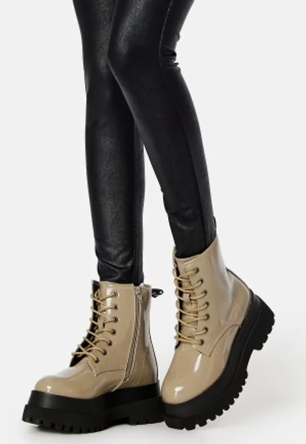 Bianco Gas Laced Up Boot Taupe 36