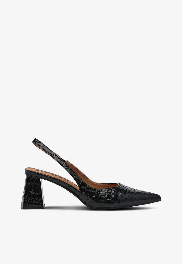 Bianco - Pumps biaMaralyn Slingback Croco Patent - Svart