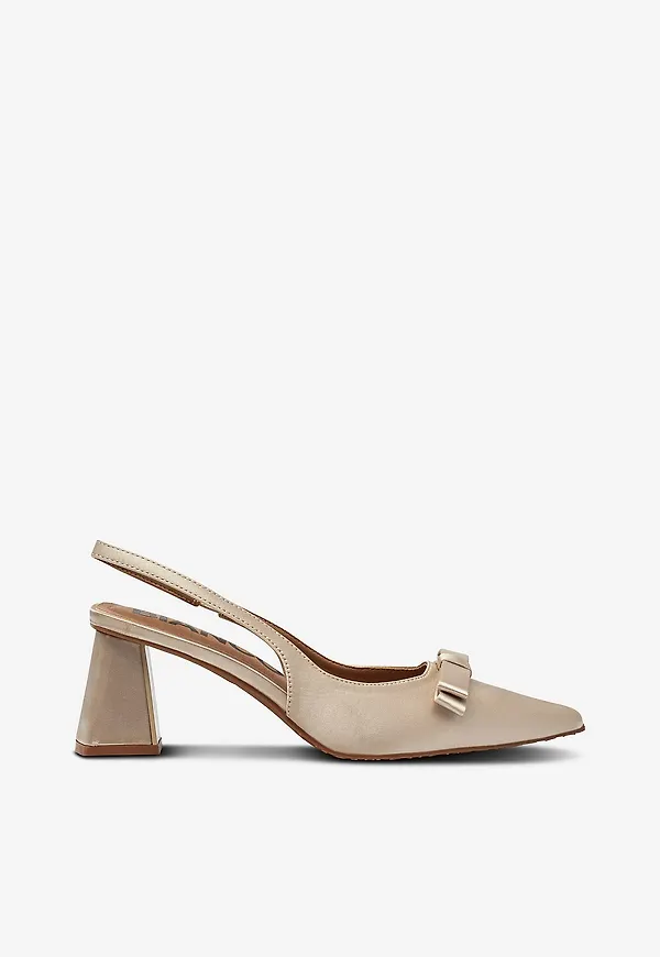 Bianco - Sandaletter biaMaralyn Bow Slingback Satin - Beige